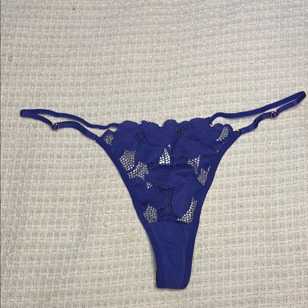 Blue Lace Thong